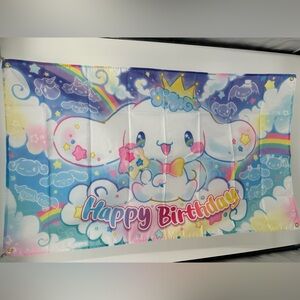 Cinnamoroll Happy Birthday Backdrop Banner 5x3Ft